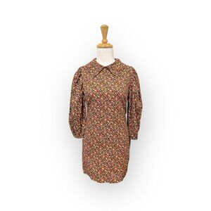 Free People Making Plans Mini Dress Size 2 Brown Floral